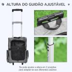 Transportadora Carrinho para Animais de Estimação 2 em 1 Mochila de Viagem com 2 Rodas para Cães Gatos com Alça Retrátil de Alumínio e Bolso de Armazenamento 42x25x55cm Cinza