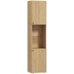 Coluna Casa de Banho Estreita Armário de Banho Alto com 6 Níveis com 2 Portas Prateleira de Vidro 40x31x182 cm Carvalho