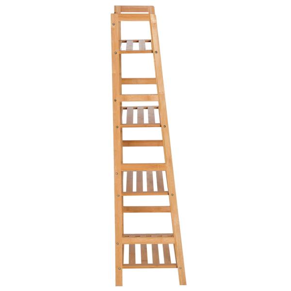 Estante de Bambu com 4 Prateleiras Estante em Forma de Escada para Sala de Estar Escritório 48x31,5x120 cm Madeira