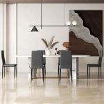 Conjunto de 6 Cadeiras de Sala de Jantar Estofadas em Linho e Pés de Metal para Cozinha Carga Máxima 120kg 41x50x97 cm Cinza