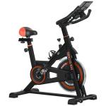 Bicicleta Estática com Resistência Ajustável Volante de Inércia de 8 kg Ecrã LCD Guiador e Assento Ajustável 103x53x100 - 114 cm Preto e Vermelho