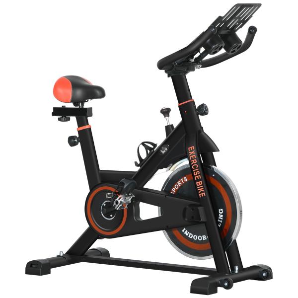 Bicicleta Estática com Resistência Ajustável Volante de Inércia de 8 kg Ecrã LCD Guiador e Assento Ajustável 103x53x100 - 114 cm Preto e Vermelho