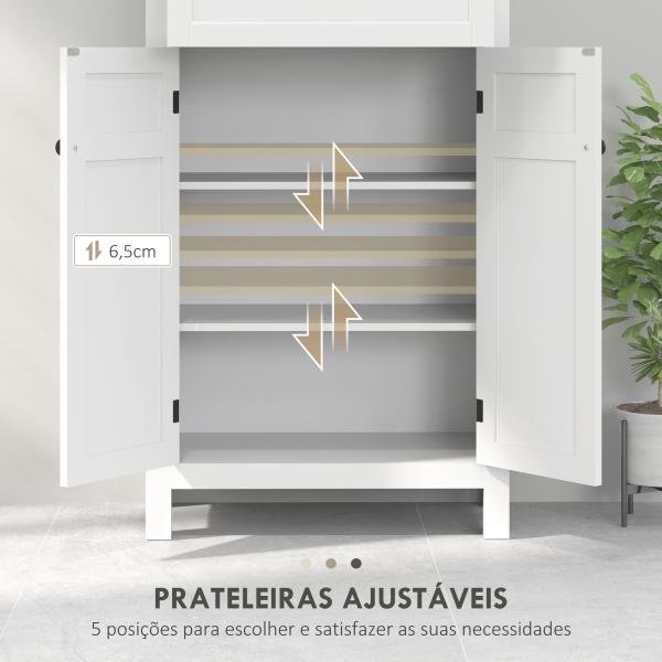 Armário Casa de Banho Móvel Casa de Banho com Gaveta 2 Portas e Prateleira Ajustável 60x30x102,5 cm Branco