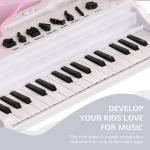 Piano Eletrónico para Crianças com 32 Teclas Microfone Luzes 22 Músicas 4 Tons e Volume Ajustável 37x30,5x60,4 cm Branco