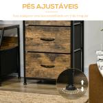 Cómoda com 3 Gavetas de Tecido Dobrável e Prateleira Móvel de Armazenamento Estilo Industrial 44x29x92cm Marrom Rústico