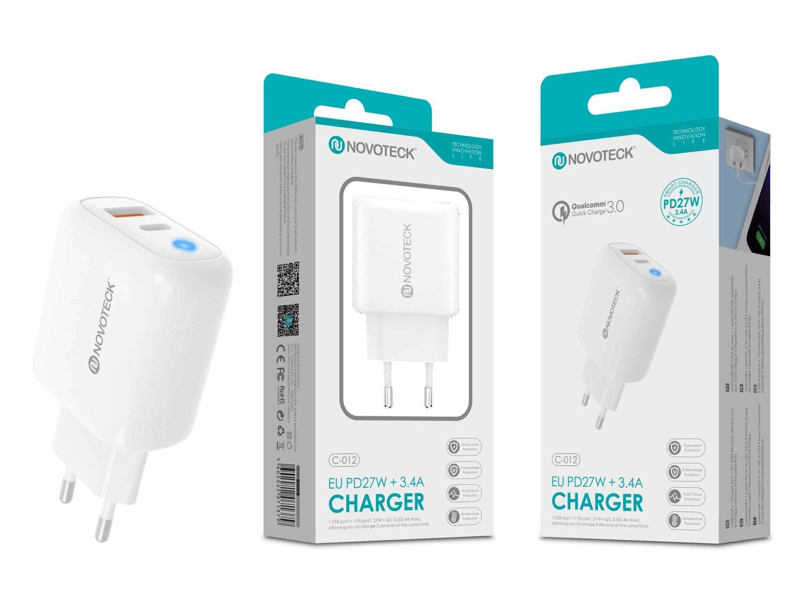 Carregador Type-C 27w+ Usb QC 3.0 C-012