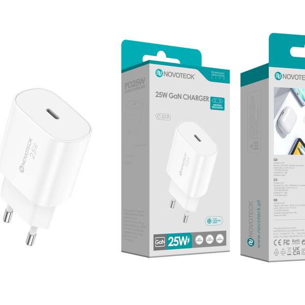 Carregador GaN USB - C PD 25W NOVOTECK C - 019