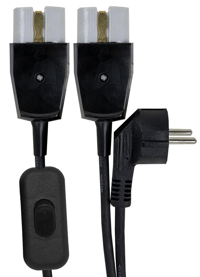 Cabo Alimentação 2x Fichas Cerâmica 10/16A + Interruptor para Fornos Electricos (1 metro)