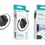 Carregador Rápido GaN 20W+20W com Cabo Tipo - C Retrátil – 3 Portas USB (PD + QC) – NOVOTECK C - 025