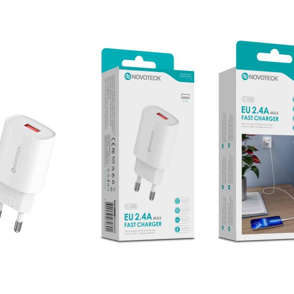 Carregador Rápido USB 2.4A com 1 USB – Modelo C - 033