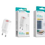 Kit Carregador Rápido USB Duplo 2.4A com Cabo Lightning 100cm – Modelo C - 034L