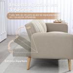 Sofá - cama de 2 Lugares em Linho Sintético com Encosto Ajustável e Braços Desmontáveis 173x75x73 cm Bege