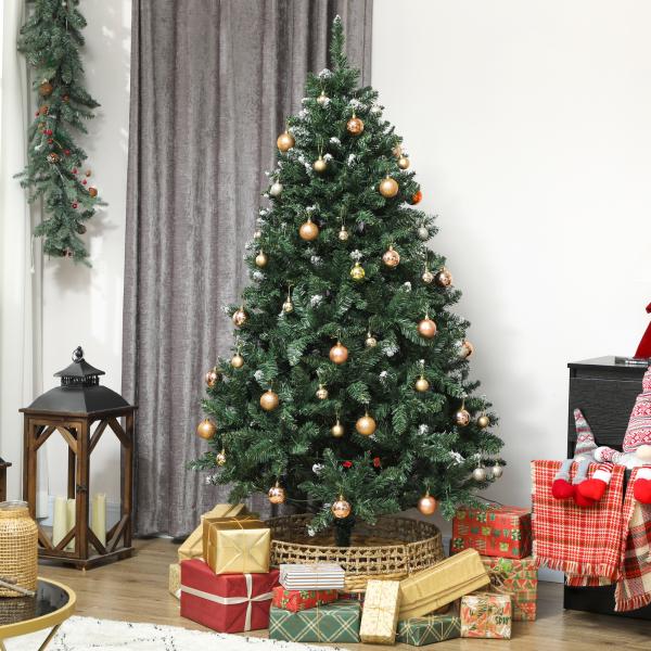 Árvore de Natal 180 cm com Luzes LED 9 Modos de Iluminação 802 Ramos e Neve Artificial Verde