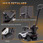 2 em 1 Carro Andador para Crianças 12 - 36 Meses Lamborghini Essenza SCV2 Carro Andador com Buzina Guiador e Grade de Segurança Removível 86,5x40x89,5cm Branco e Preto