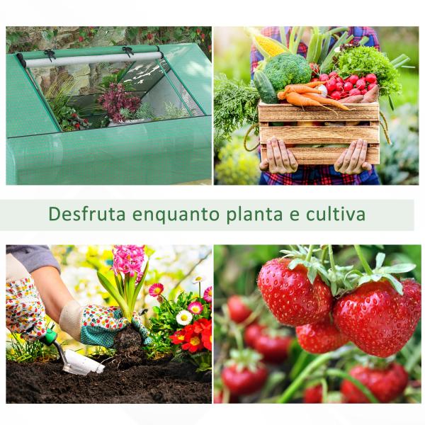 Estufa Pequena para Cultivo com 4 Janelas Enroláveis, Estrutura de Aço e Cobertura PE Anti - UV 180x140x80 cm Verde