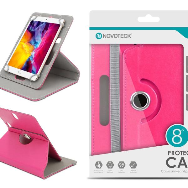 Capa Protetora Universal Cor da Rosa para Tablet de 8'' - N-002 - Confortável, Resistente a Quedas e com Suporte Ajustável
