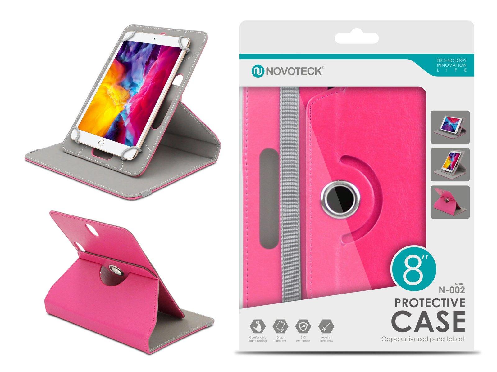 Capa Protetora Universal Cor da Rosa para Tablet de 8'' - N-002 - Confortável, Resistente a Quedas e com Suporte Ajustável