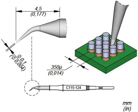Ponteira Curva 0,1mm p/ Ferro Soldar - JBC