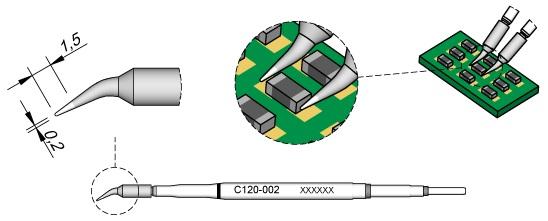 Ponta p/ Micro Pinças PA120 - A (Ø 0,2mm) - JBC
