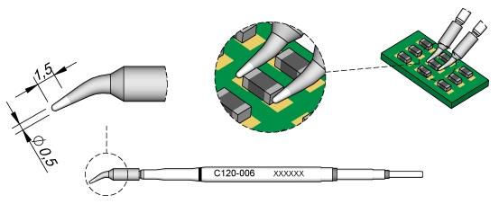 Ponta p/ Micro Pinças PA120 - A (Ø 0,5mm) - JBC