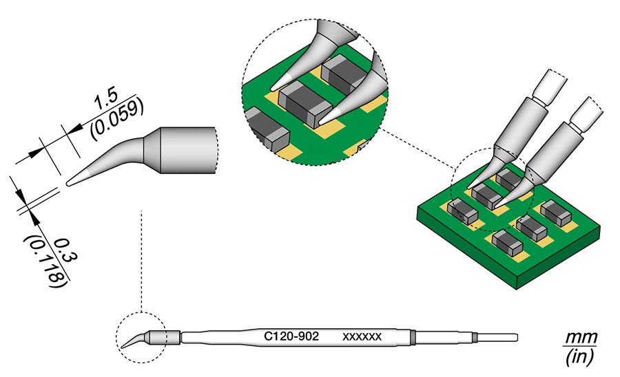 Ponta p/ Micro Pinças PA120 - A (Ø0,3mm) - JBC