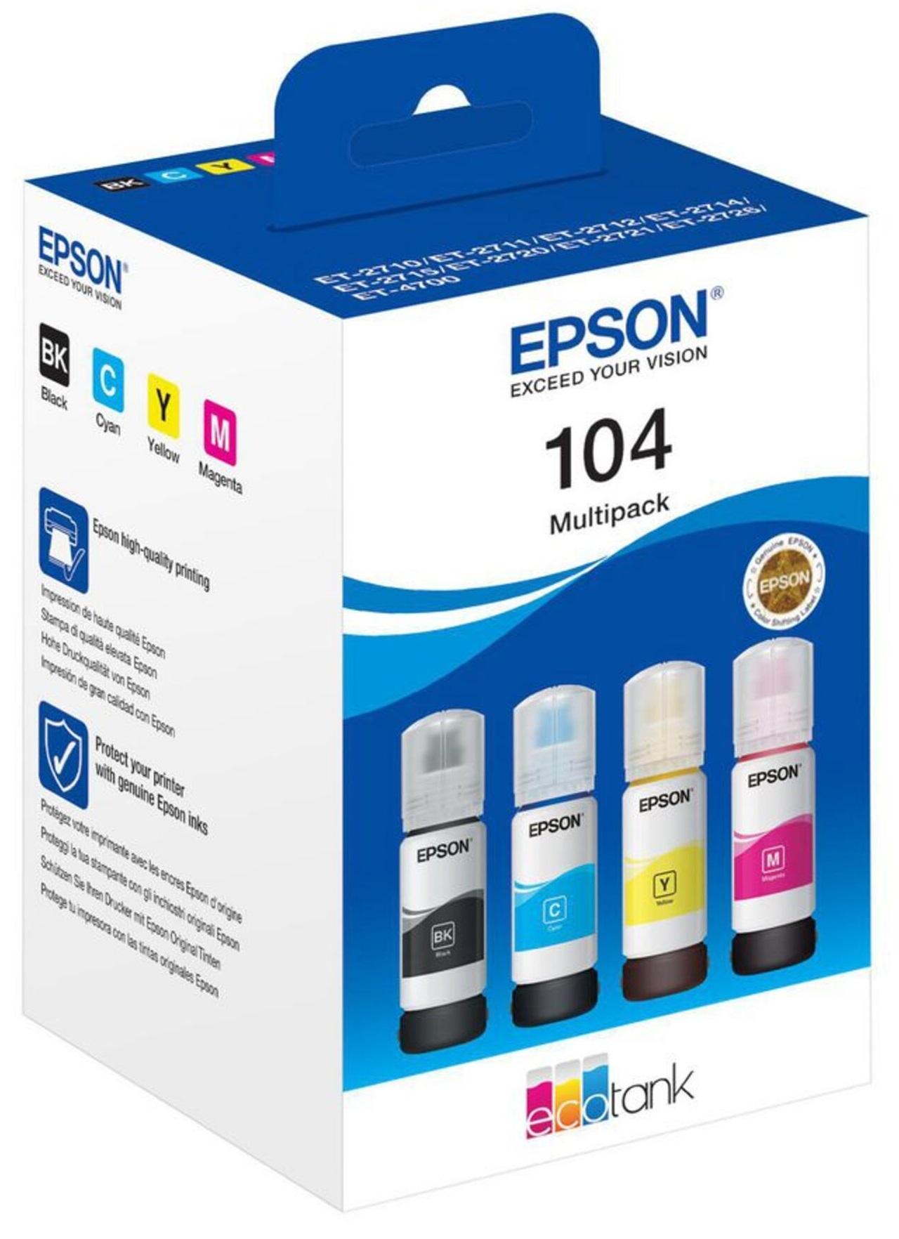 Pack 4x Recargas Tinta 104 EcoTank - EPSON (Recondicionado)