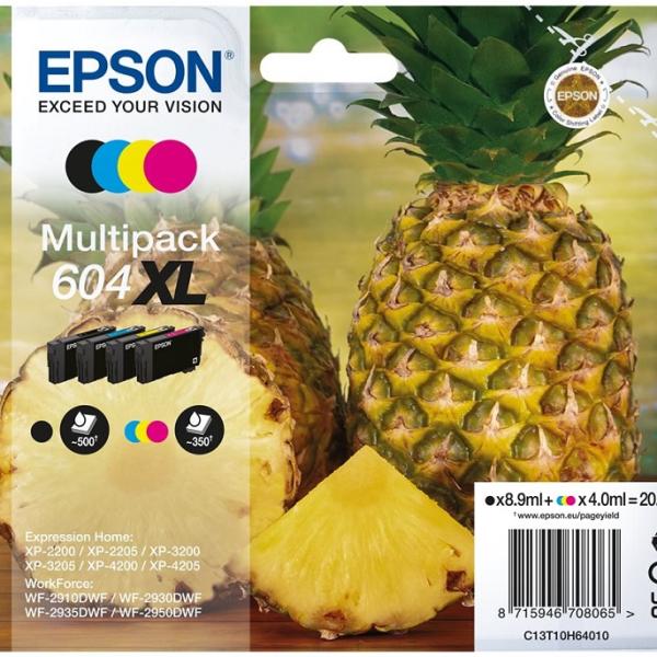 Pack 4x Tinteiros 604XL (Preto XL 8.9ml + Cores 3 x 4.0ml) - EPSON