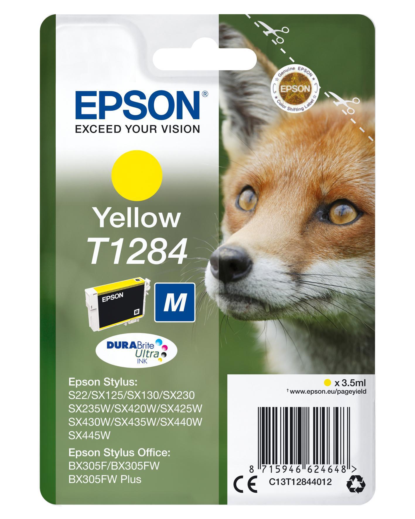 Tinteiro EPSON Amarelo StylusS22/SX42xW/BX305 - C13T12844012
