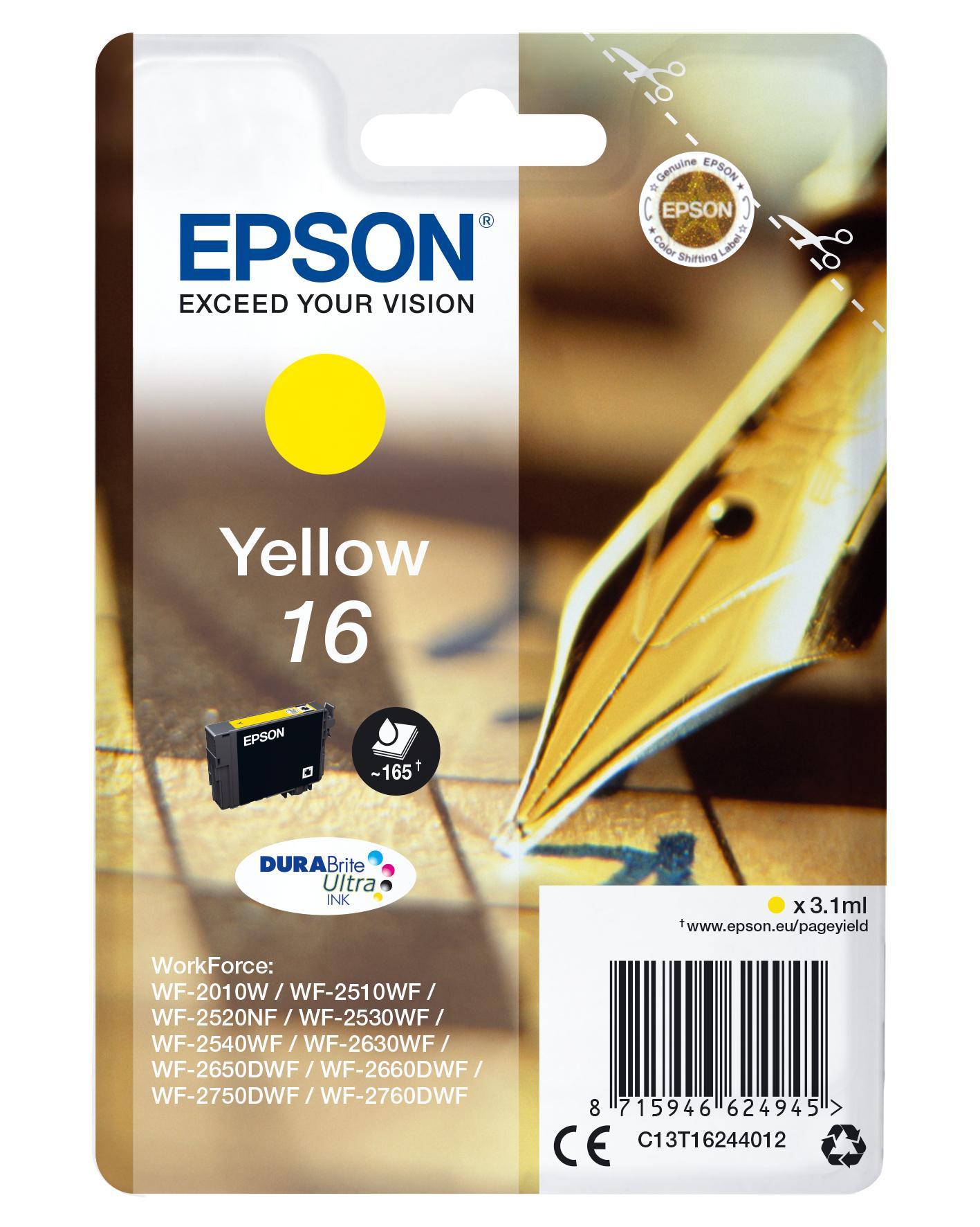 Tinteiro EPSON Amarelo Serie 16 WF - 20xx/WF - 25xx - C13T16244022