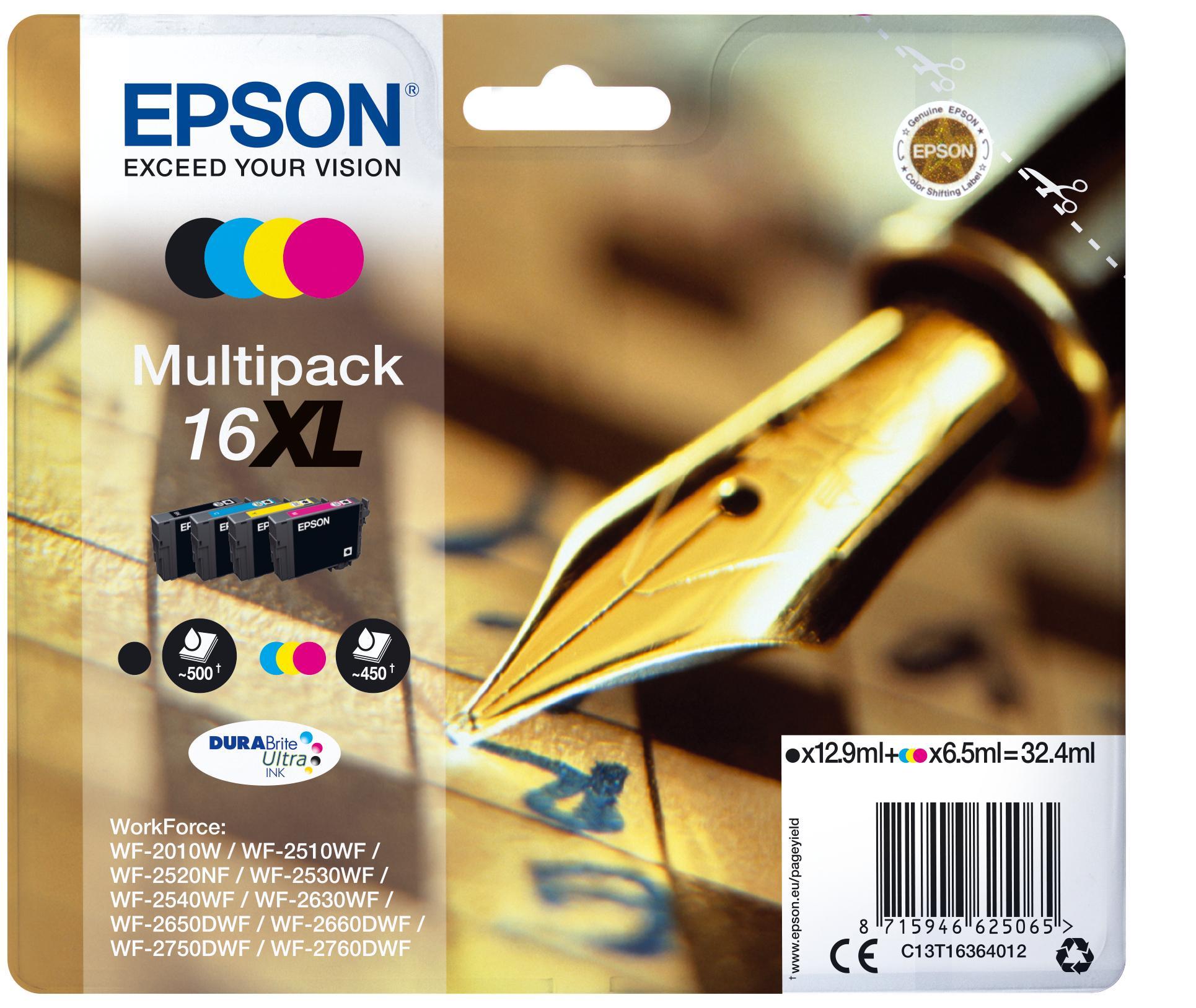 Pack 4x Tinteiros Quad Serie 16XL WF - 20xx/WF - 25xx - EPSON