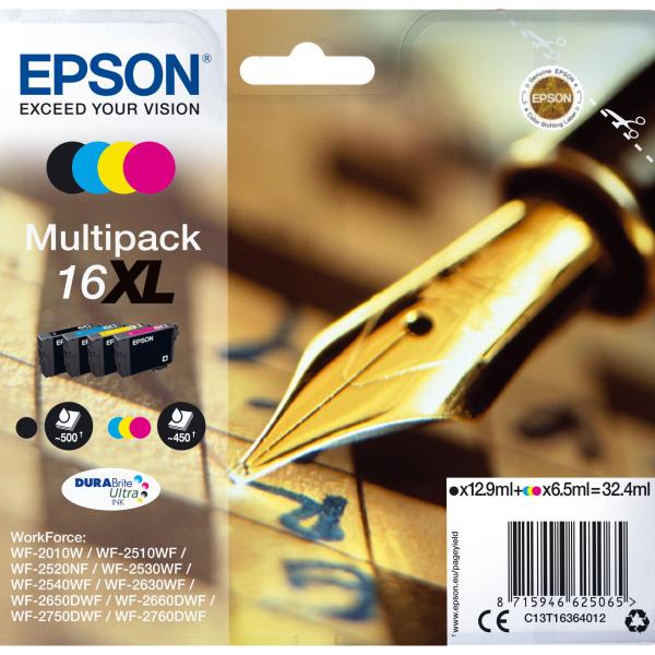 Pack 4x Tinteiros Quad Serie 16XL WF - 20xx/WF - 25xx - EPSON