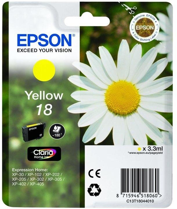 Tinteiro EPSON Serie 18 Amarelo XP - 102/205/305/405 - C13T18044022