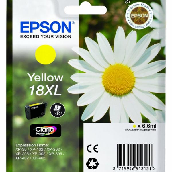 Tinteiro EPSON Serie 18XL Amarelo XP - 102/205/305/405 - C13T18144012