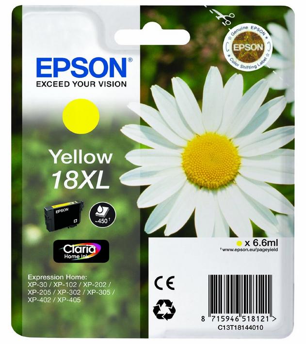 Tinteiro EPSON Serie 18XL Amarelo XP - 102/205/305/405 - C13T18144012