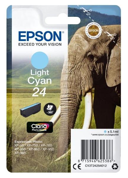 Tinteiro EPSON Cyan Claro Serie 24 XP - 750/850/950/55 - C13T24254012 (Recondicionado)