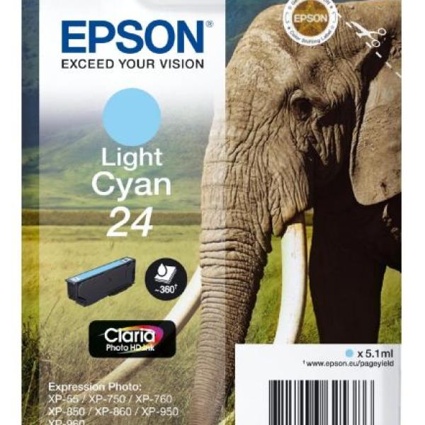 Tinteiro EPSON Cyan Claro Serie 24 XP - 750/850/950/55 - C13T24254012 (Recondicionado)