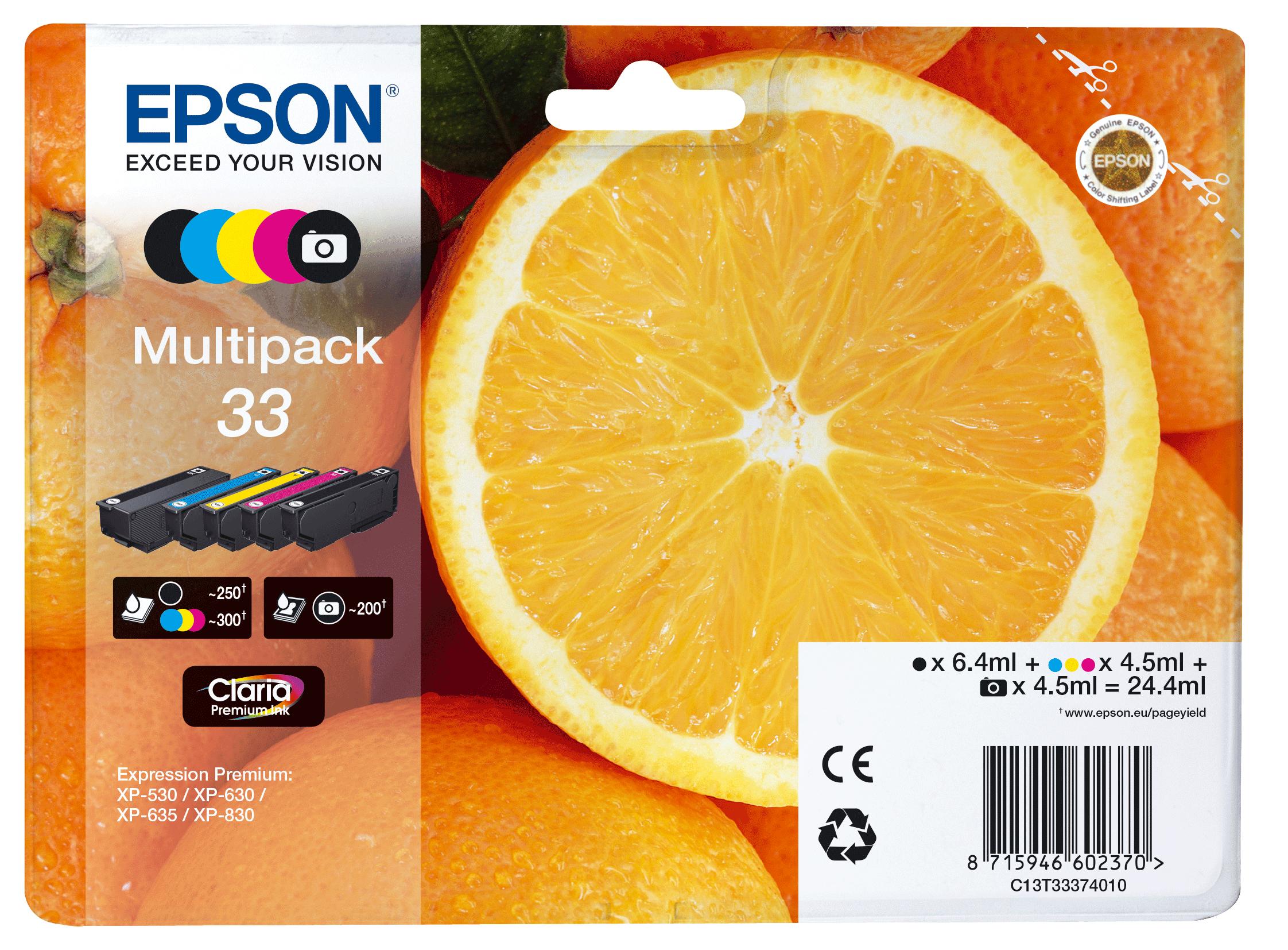 Pack de Tinteiro EPSON 33 Claria Premium Ink c/alarme - C13T33374021