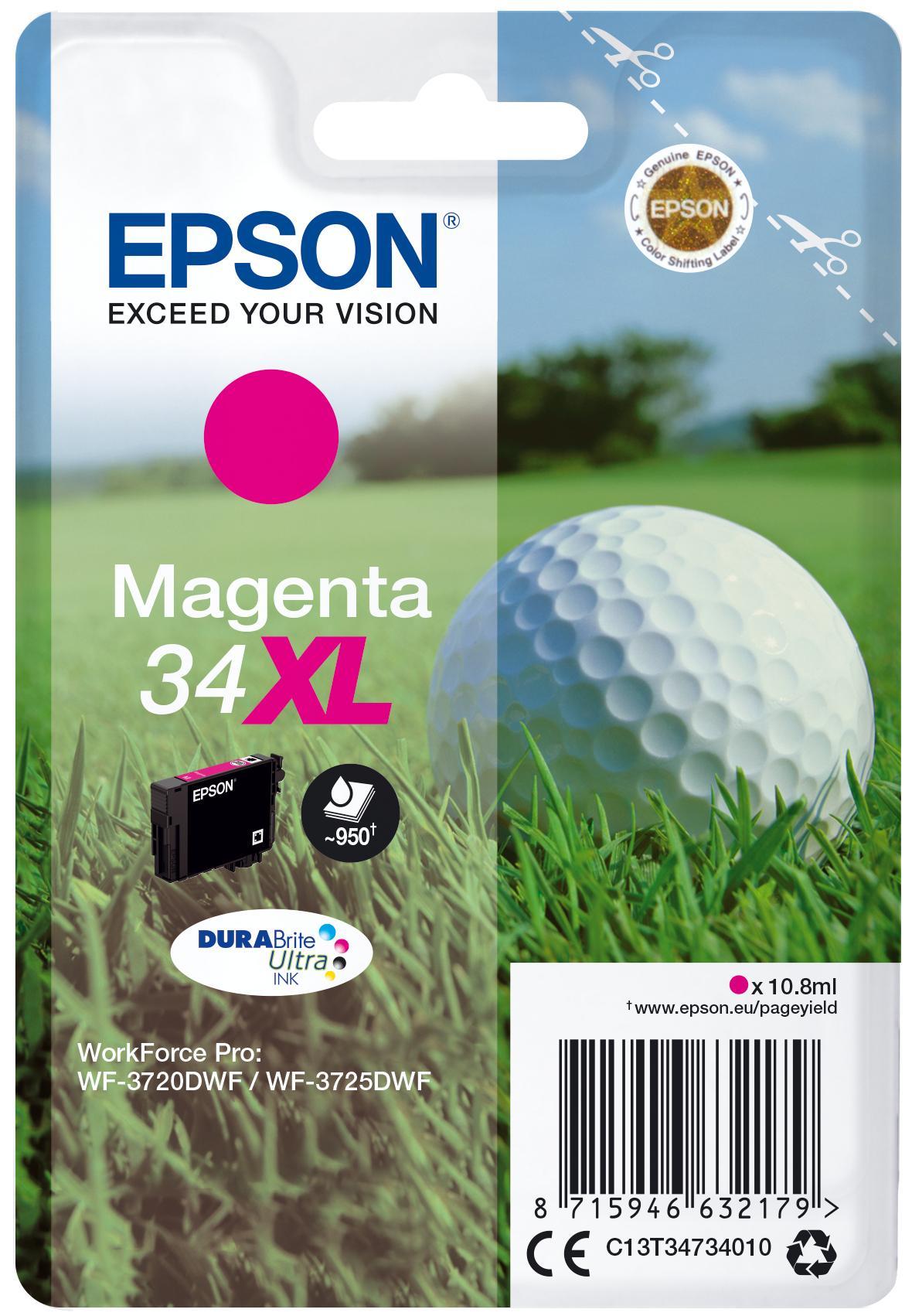 Tinteiros EPSON Magenta Serie 34XL WF - 3720/3725 - C13T34734010