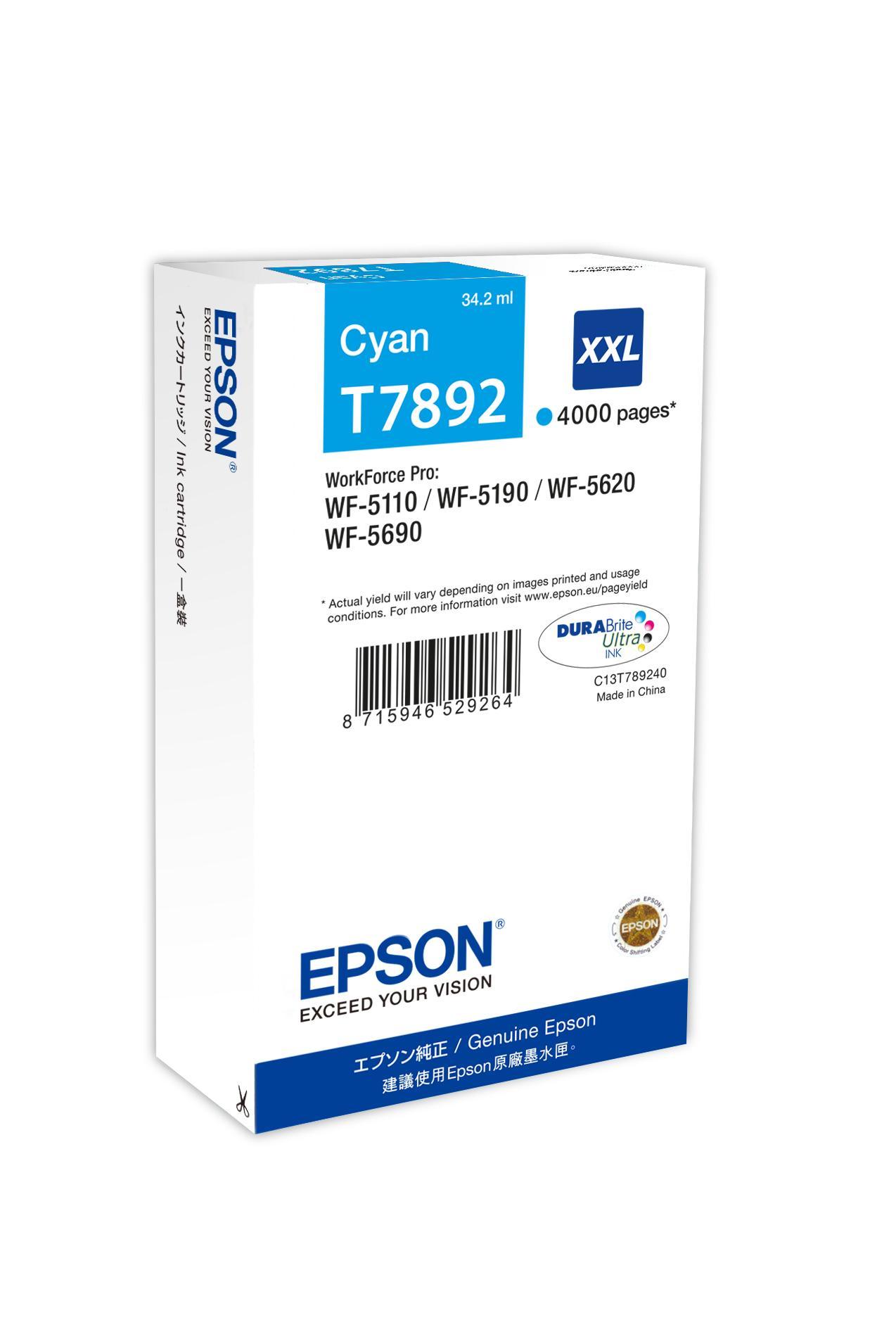 Tinteiro EPSON Cyan XXL 4000p Wf - 5xxx - C13T789240