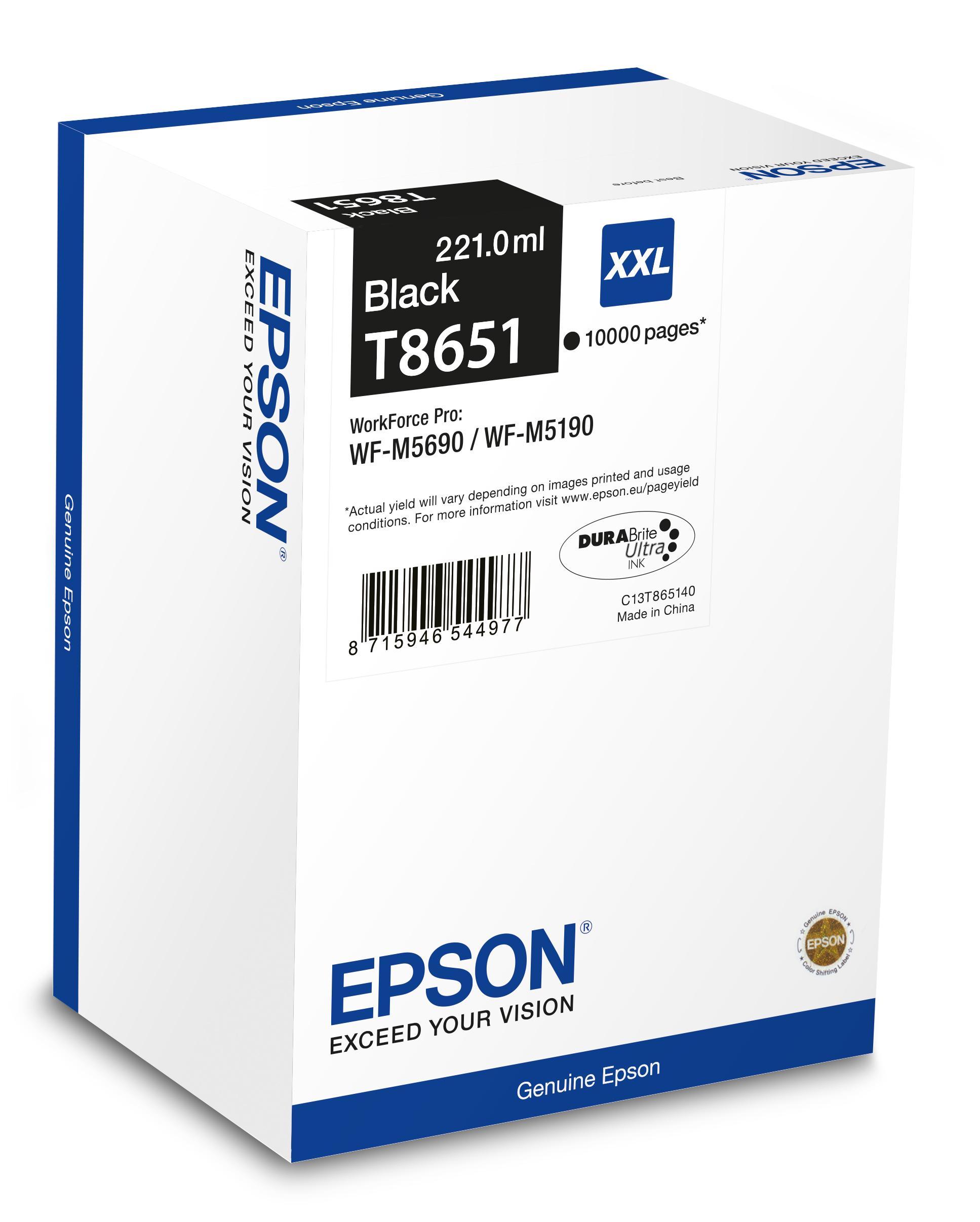 Tinteiro EPSON PRETO XXL 10.000 páginas WF - M5000 series - C13T865140 (Recondicionado)