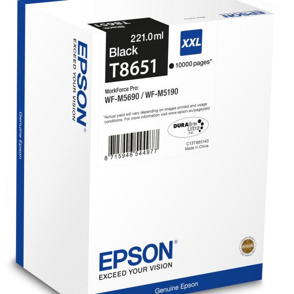 Tinteiro EPSON PRETO XXL 10.000 páginas WF - M5000 series - C13T865140 (Recondicionado)