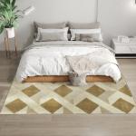 Tapete Sala de Estar 170x120 cm Tapete Lavável na Máquina de Lavar Pelo Curto Estilo Moderno Creme e Marrom Claro
