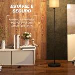 Candeeiro de Pé Moderno com Interruptor de Pedal, Abat - Jour Efeito Linho, para Sala, Preto, Lâmpada Não Incluída