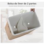 Cesto de Roupa de Bambú Capacidade de 100L Cesta para Roupa Suja Retangular com Tampa Removível Bolsa com 2 Compartimentos 52x32x63cm Bambú