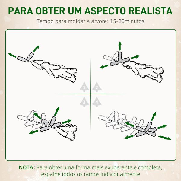 Árvore de Natal 150 cm Árvore de Natal Artificial com 395 Ramos e Suporte de Metal Árvore de Natal para Interior Verde