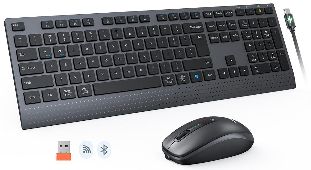 Teclado + Rato C2000 Wireless/Bluetooh PT (Cinzento) - MEETION
