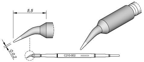 Ponta Curva p/ Ferro Soldar Advanced (Ø 0,2mm) - JBC