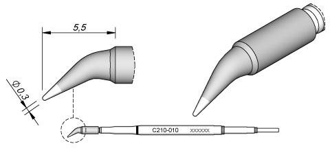 Ponta Curva p/ Ferro Soldar Advanced (Ø 0,3mm) - JBC