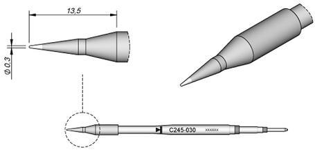 Ponta p/ Utensilio de Mão T245 - PA (Ø0,2mm) - JBC