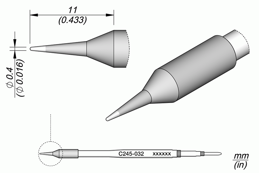 Ponta p/ Utensilio de Mão T245 (Ø0,4mm) - JBC